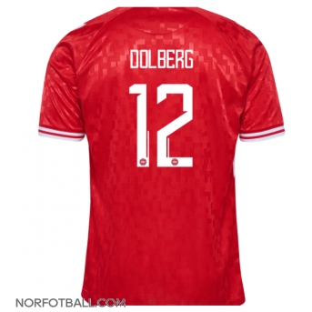 Billige Fotballdrakt Danmark Kasper Dolberg #12 Replika Hjemmedrakt EM 2024 Kortermet